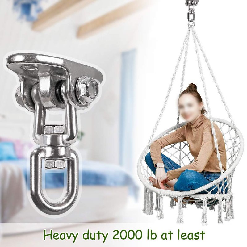 IOH Heavy Duty Swing Hangers Stainless Steel 304, Double Protection Design,【2000 lb Capacity】 360° Rotation, Playground Porch Yoga Seat Trapeze, Hammock Chair, Swing Set Indoor Outdoor