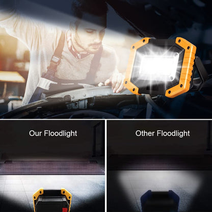 Edasion 30W LED Work Light Rechargeable COB Floodlight Super Bright 2000LM Portable Light Outdoor USB Battery Security Light Waterproof for Camping Fishing Hiking Car Garage, 2 Packs