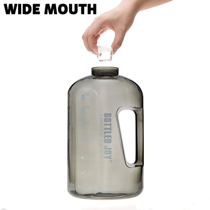 MYSHAKER 1 Gallon Water Jug with Flip-top Lid and Handle Strap, Leak-proof BPA Free Reusable Time Marker Reminder Large Capacity Gallon Water Bottle for Outdoor Sports Fitness Gym Hiking