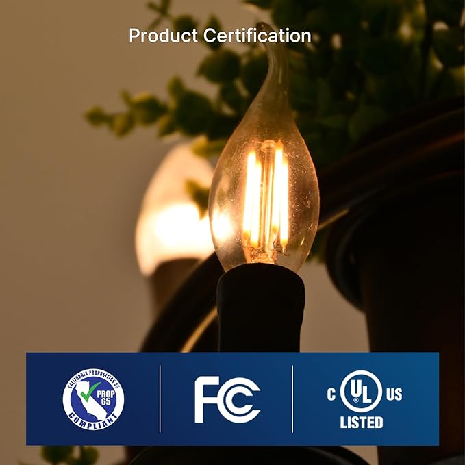 FLSNT LED Candelabra Light Bulbs E26 Base, 60 Watts Equivalent Dimmable LED Chandelier Light Bulbs, 2700K Soft White, 24 Pack UL,CA65 Listed.