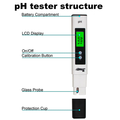 Divolight Digital PH Meter - High Accuracy Digital Water Quality Tester with 0-14 PH Measurement Range for Household Drinking, Pool and Aquarium with ATC