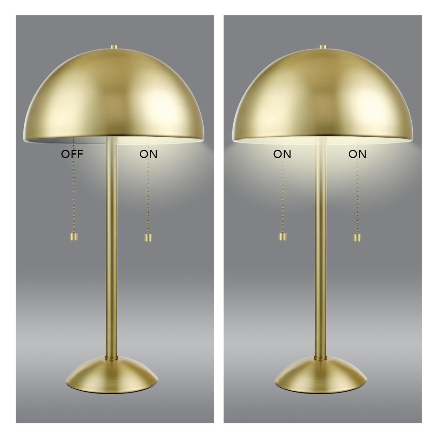 Globe Electric 12976 Haydel 21" 2-Light Table Lamp, Matte Brass, Double On/Off Pull Chain