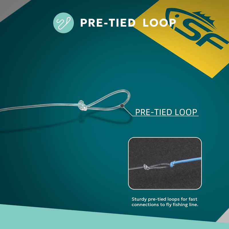 SF Pre-Tied Loop Heavy Butt Fly Fishing Bass Tapered Leader High Knot Strength Clear Nylon for Bass/Large Flies 3 Packs 9FT 10lb