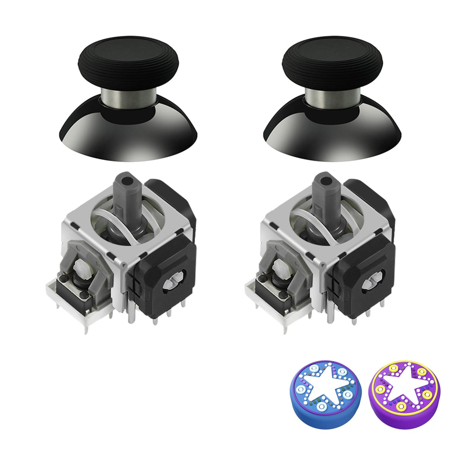 AKNES GuliKit TMR Electromagnetic Joysticks Replacement for Switch Pro Controller, Thumbstick Grips for Switch Pro Controller, Thumbstick Caps Included