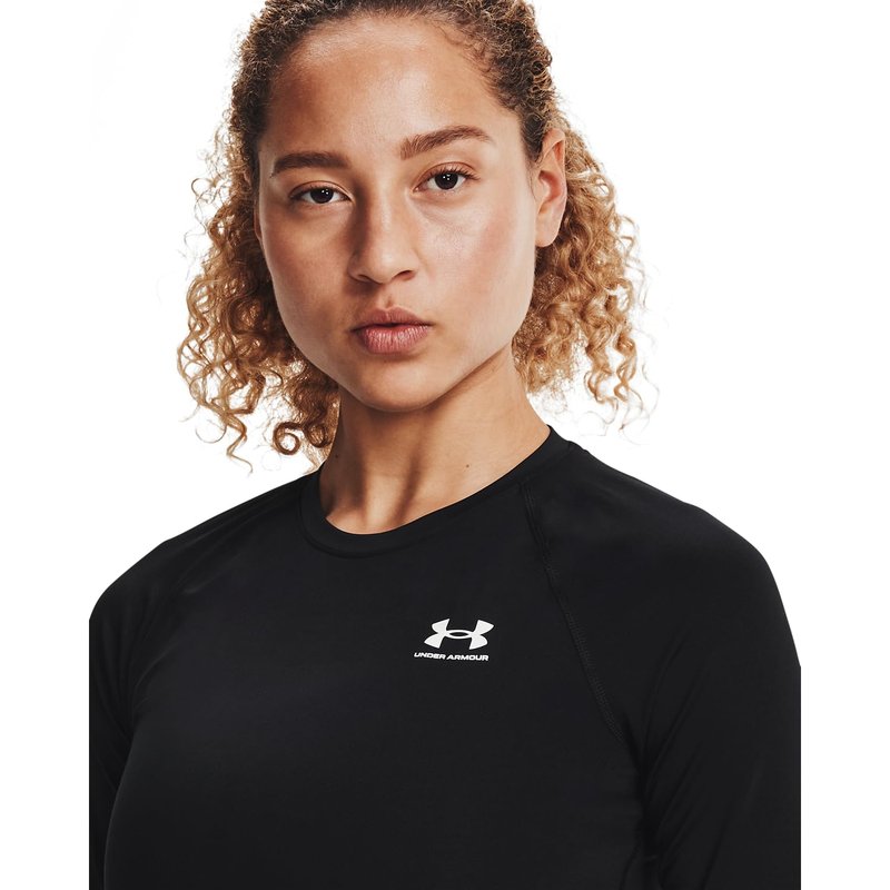 Under Armour Women's HeatGear Compression Long-Sleeve T-Shirt, Black (001)/White, Medium