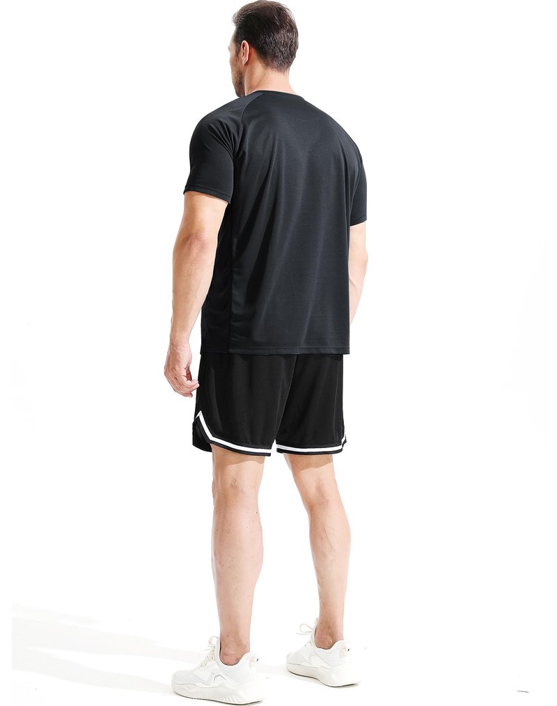 CADMUS Men's 3 Pack Workout Shirts Dry Fit Mesh Athletic T-Shirts, 033, Black,Grey,Navy Blue, Large