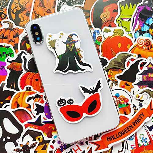 100PCS Non-Repeating Halloween Pumpkin Theme Stickers, Vinyl Waterproof Holiday Stickers,Halloween Goodie Bag Stuffers, Kids and Youth Adult Party Favors Gifts Party Supplies Decorations