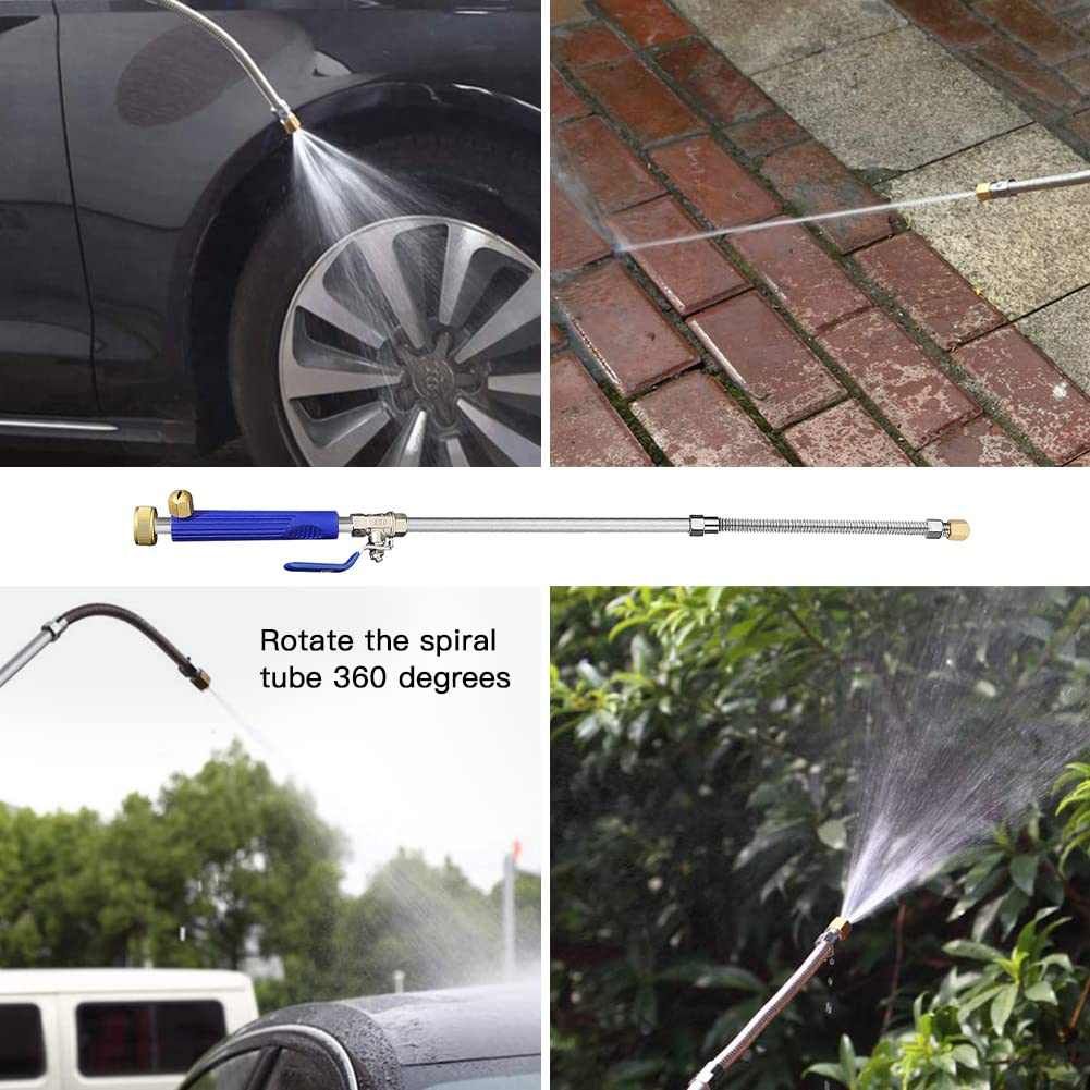 Jet Nozzle 2-in-1 High Pressure Power Washer, Watering Sprayer Cleaning Tool, Hydro Jet Nozzle Power Washer, Tool Pressure Washer Extension Wand with 3 Hose Nozzles for Garden Hose and Car Washing
