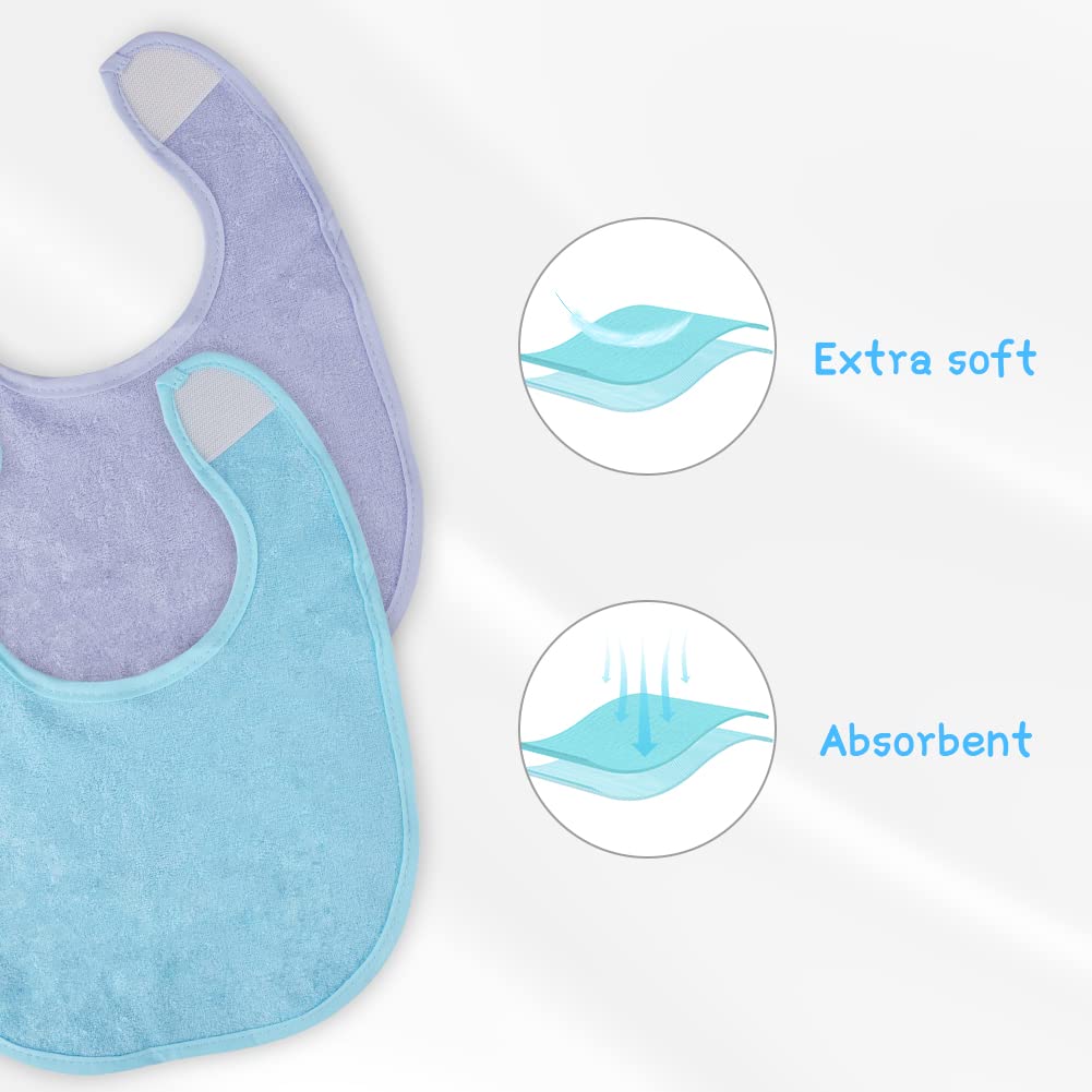 Vicloon Baby Bibs, 8Pcs Terry Bib Set, Baby Bibs for Girls & Boys, Terry Drool Cotton Bibs Waterproof Protection, Adjustable Hook-&-Loop Closure, Baby Bibs for Drooling and Teething(Color)