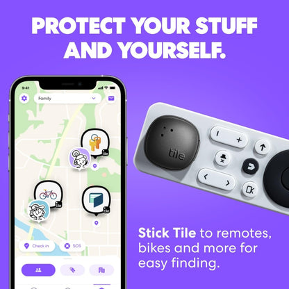 Tile by Life360 Sticker - Small Bluetooth Tracker, Remote Finder and Item Locator for Bikes, Glasses and More, Both iOS and Android Compatible, Phone Finder, Pack of 1 (Black)