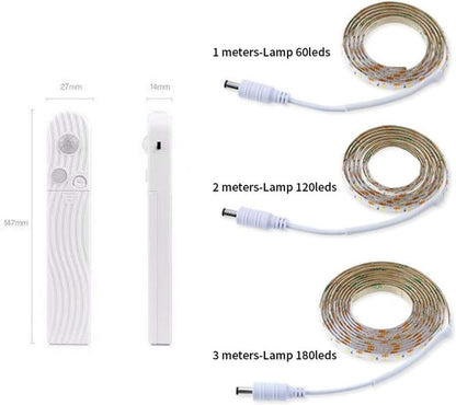 FOLGEMIR 1 m LED Strip with Motion Sensor, Battery Operated Night Light with PIR Sensor, Waterproof Cabinet Lighting, Self-Adhesive Fairy Lights (3000 K Warm White, 1 m)