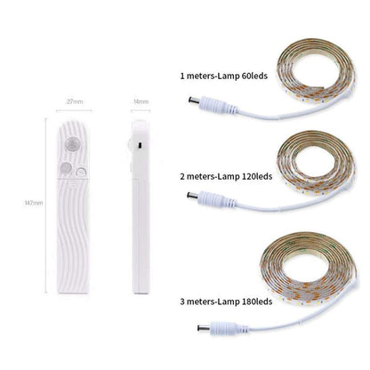 FOLGEMIR 1 m LED Strip with Motion Sensor, Battery Operated Night Light with PIR Sensor, Waterproof Cabinet Lighting, Self-Adhesive Fairy Lights (3000 K Warm White, 1 m)