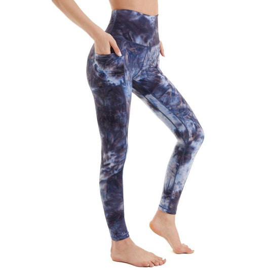 Devirld Womens Yoga Pants with Pockets, Stretch Workout Pants for Women, Colorful Tie Dye Running Gym Sports Leggings for Women, Tie Dye 13, Medium