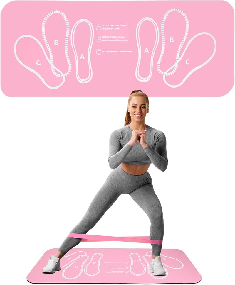 Non-Slip Squat Mat with Foot Positioning - Large 31.5'' x 13.8'' Exercise Pad for Squats & Leg Workouts