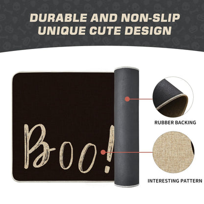 Artoid Mode Ghost Boo Decorative Doormat, Seasonal Fall Halloween Holiday Low-Profile Floor Mat Switch Mat for Indoor Outdoor 17 x 29 Inch
