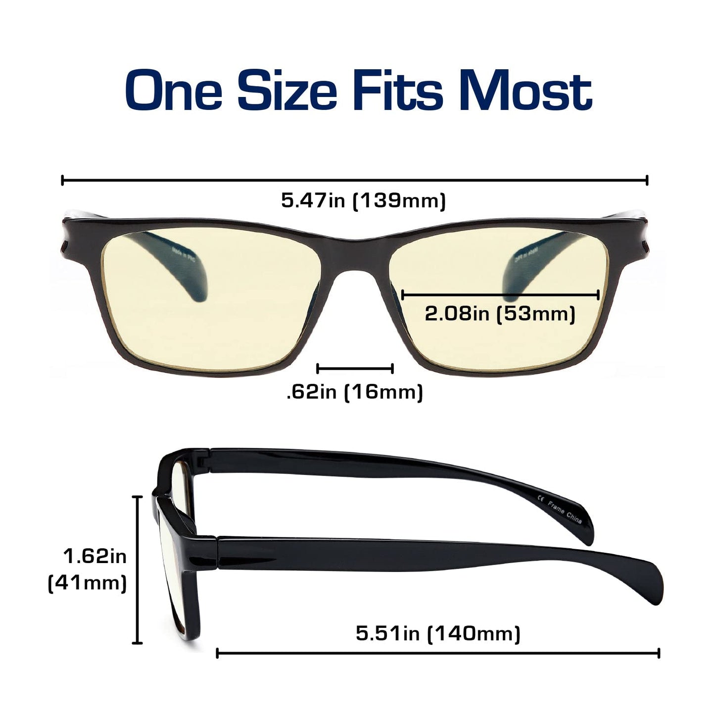 Gamma Ray Computer Blue Light Blocking Gaming Reading Glasses w/Amber Tint and Anti Glare UV Digital Eyestrain