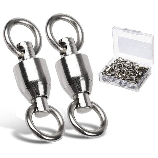 AMYSPORTS Ball Bearing Swivels Connector High Strength Stainless Steel Solid Welded Rings Barrel Swivels Saltwater Freshwater Fishing 50pcs 45lbs