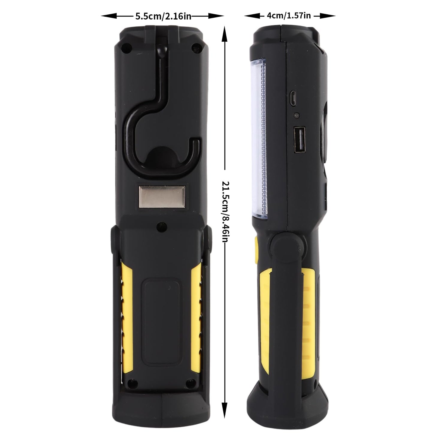 Powerful 36+5 LED 3000 Lumens Portable Flashlight Torch Rechargeable Inspection Lamp Camping Light Hands-Free Garage Workshop Flashlight for Work with Adjusting Stand, Hanging Hook and Magnet Base