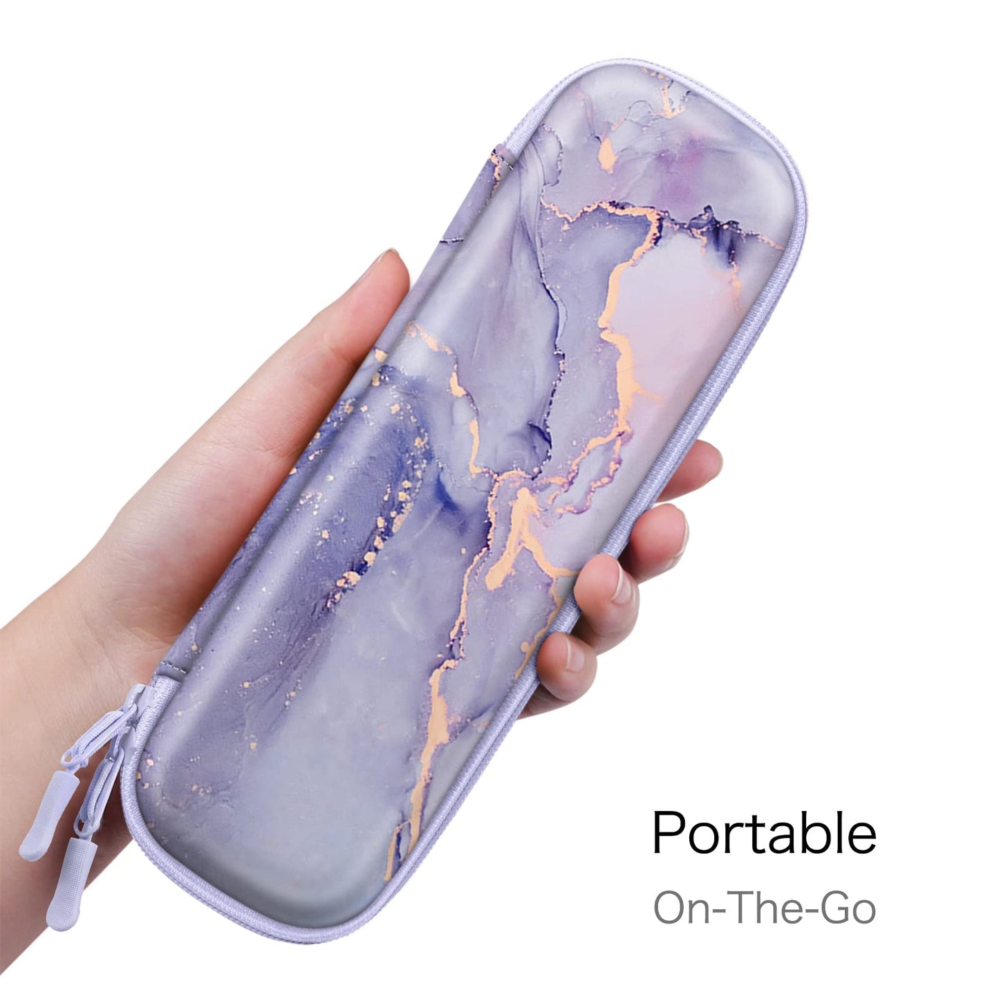 Fintie Holder Case for Apple Pencil Pro, Apple Pencil (USB-C / 1st / 2nd Generation), PU Leather Carrying Bag Sleeve Compatible with Pen, USB Cable, Samsung Stylus, Lilac Marble