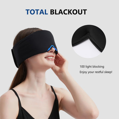 Alaska Bear Sleep Mask for Side Sleepers 2022 Headband Design, Cup-Shaped and Extra-Soft, 100 Blackout Eye Mask Shades Cover for Men and Women Home or Travel, Machine Washable, Black