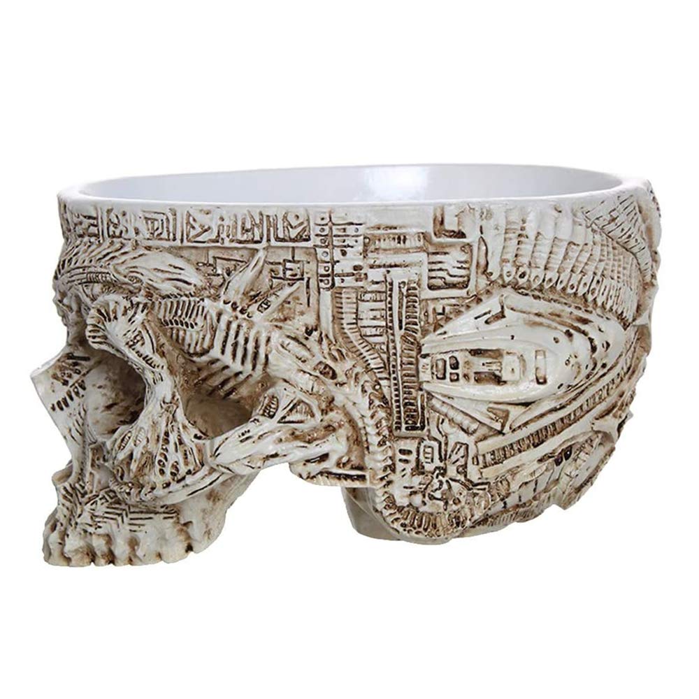 Skull Potted Plant Head Planter Pen Holder Desk Office Organizer Stationery Small Succulent Pots Gifts Decor Mini Resin Home Gardening Flower Pot Special Creative Outdoor Halloween Christmas Party