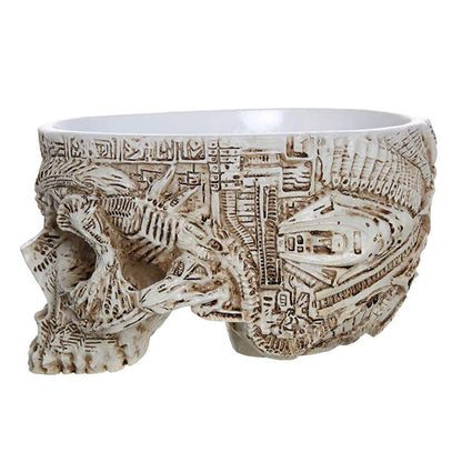 Skull Potted Plant Head Planter Pen Holder Desk Office Organizer Stationery Small Succulent Pots Gifts Decor Mini Resin Home Gardening Flower Pot Special Creative Outdoor Halloween Christmas Party