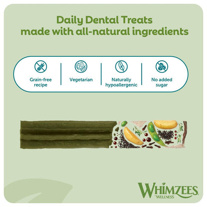 WHIMZEES By Wellness Stix, Dog Dental Sticks, 30 Pieces (1 Month Supply), Size M, Dog Chews for Medium Breeds, Natural, Grain-Free, Rawhide-Free, Vegetarian