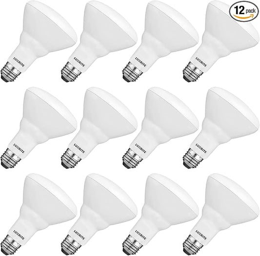 LUXRITE 12-Pack BR30 LED Bulb, 65W Equivalent, 3000K Soft White, Dimmable, 650 Lumens, LED Flood Light Bulbs, 8.5W, Energy Star, E26 Medium Base, Damp Rated, Indoor/Outdoor - Living Room and Kitchen