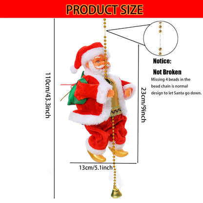 2Pcs Santa Claus Musical Climbing Rope, Electric Christmas Climbing Santa Rope Decoration Climbing Santa Claus Doll Toy with Christmas Music, Climbing Santa Rope for Home Party Wall Tree Decoration