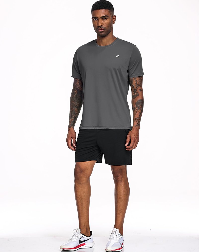 NELEUS Men's 3 Pack Running Shirt Gym Athletic Workout Shirts,5017,Dark Grey/Dark Grey/Dark Grey,XL