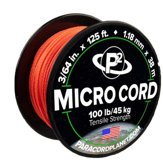 Paracord Planet Micro Paracord – Thin Braided Cord for Crafting, Fishing, and DIY Projects in 125 ft Spools – Safety Orange