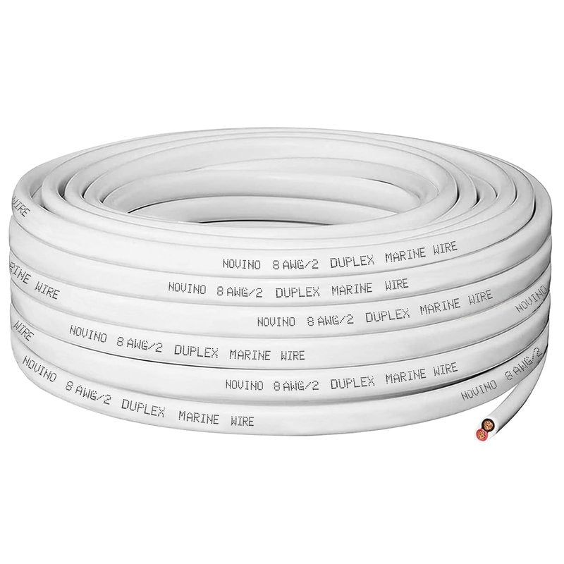 8 Gauge Marine Wire 8 AWG 30ft Duplex Marine Grade Wire Tinned Copper Heavy Duty Sheathed Cable for Boat/Automotive/RV/Camper/Trailer