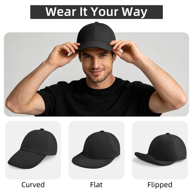 ZOORON Baseball Cap for Men Women, Dad Hat Unstructured Low Profile, Soft Brim Adjustable Plain Baseball Hat for Outdoor Golf(1 Pack-Black)