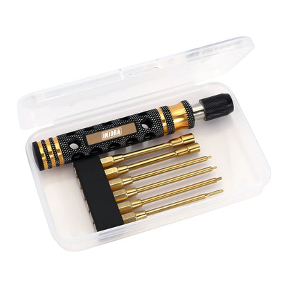 INJORA RC Tool Kit 6 in 1 Screwdriver Quick Change Allen Key Hexagon Screwdrivers for SCX24 Gladiator Bronco C10 JLU Deadbolt FMS FCX24 Micro Crawler Car