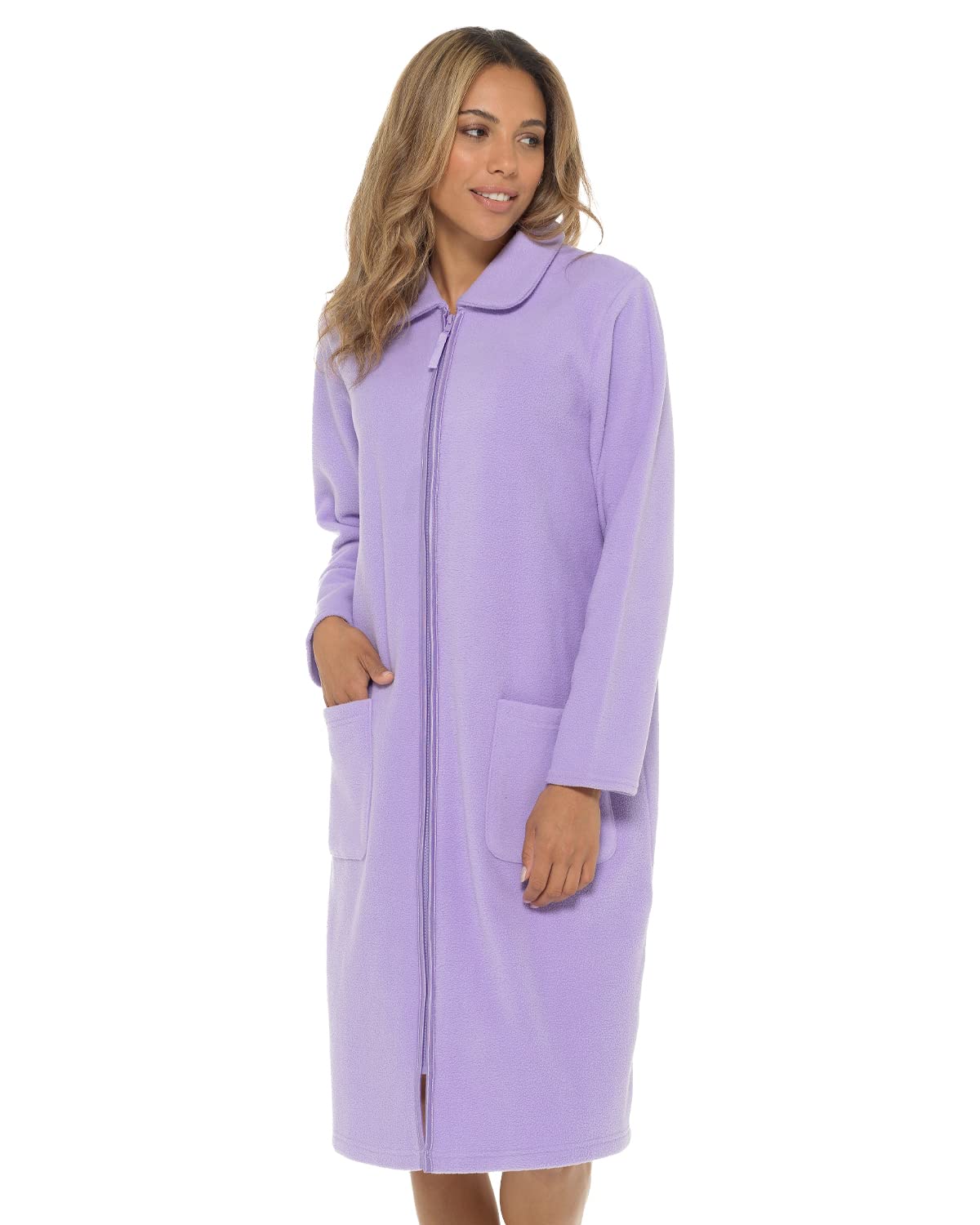 Undercover Ladies Zipped Soft Fleece Dressing Gown LN730 Lilac 14-16