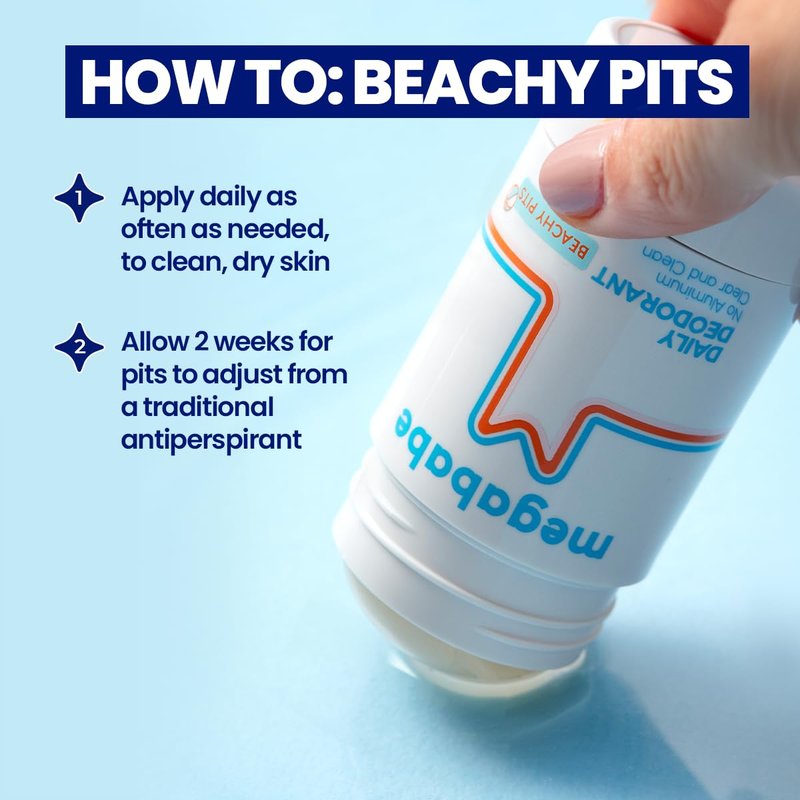 Megababe Beachy Pits Daily Deodorant, Fresh Scent, 2.6 Ounce, Stick