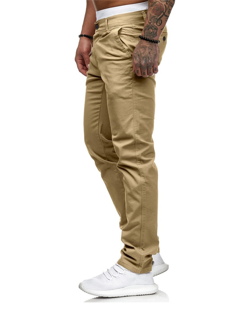HUNGSON Mens Chinos Dress Pants Slim Fit Stretch Classic Golf Trousers Lightweight Breathable Khakis Casual Travel Slacks Versatile Outdoor Bottoms Khaki 32x30