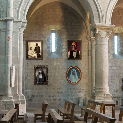 Halloween Decorations, 12 Pieces Laminated Halloween Gothic Decor Poster Frames Durable Haunted House Creepy Portraits Pictures Spooky Home Decor