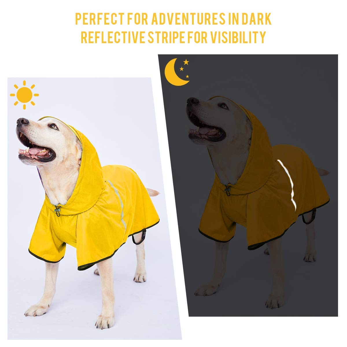 Petco Waterproof Dog Coat with Hood - Breathable, Adjustable, Yellow, 5XL