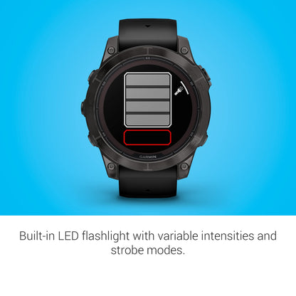 Garmin fēnix 7 Pro Sapphire Solar, Multisport GPS Smartwatch, Built-in Flashlight, Solar Charging Capability, Black