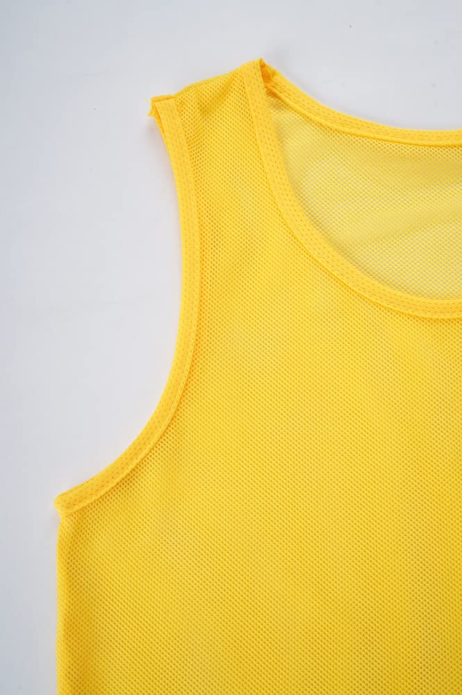 LTHYTY 12 Pack Scrimmage Vest/Team Training Jerseys/Sports Pinnies/Practice Jerseys/Soccer Bibs with Carry Bag (as1, Alpha, l, Regular, Regular, Yellow)