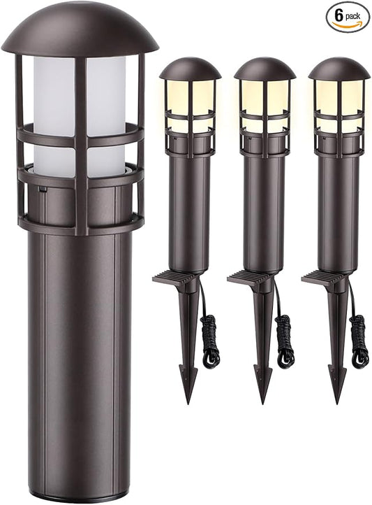 LEONLITE LED Low Voltage Landscape Pathway Lights, 3W 12V AC/DC Path Lighting, CRI90+, IP65 Waterproof, ETL Listed, Oil Rubbed Bronze Aluminum Housing, 3000K Warm White, Pack of 4