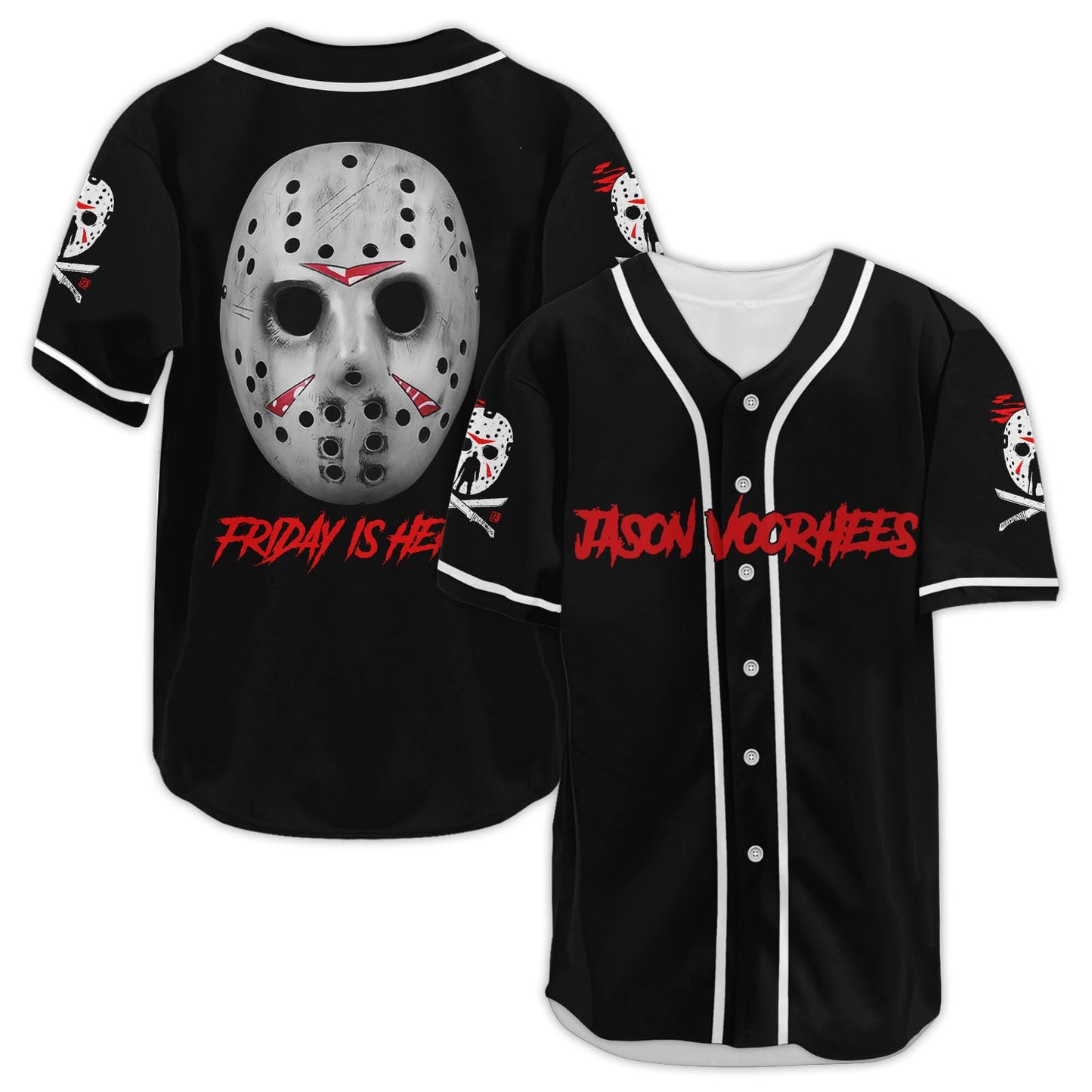 fat mummy Jason Horror Baseball Jerseys Shirt Scary Movie Halloween Shirt Gifts for Movie Lover (L) Black-White…