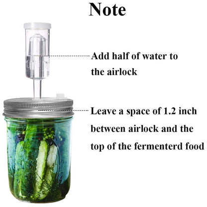 Fermentation Lids, 6 Set Fermentation Kit for Wide Mouth Jars, 6 Stainless Steel Fermenting Lids with 6 Silicone Grommets, 6 Airlocks, 6 Silicone Rings(Jars Not Included)