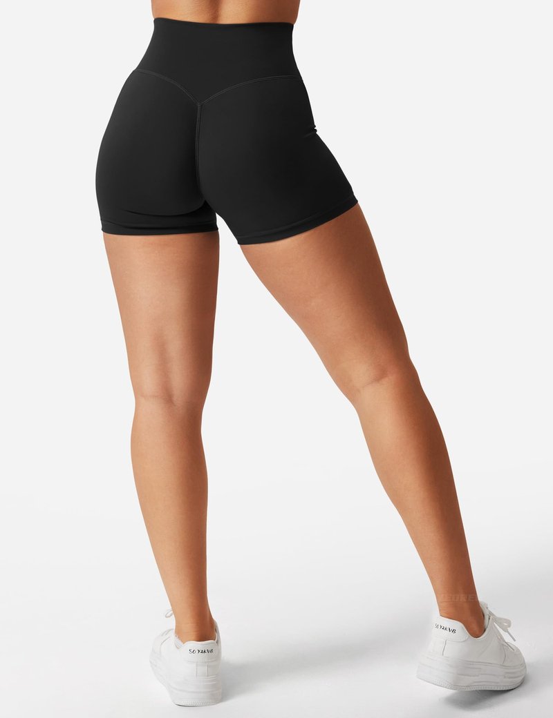 YEOREO Women's Biker Shorts 4.5" / 6" Workout Gym Shorts Craze High Waist Tummy Control Hidden Scrunch Running Yoga Shorts Coffee Grey S