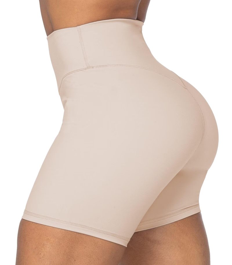 Sunzel 5" High Waist Biker Shorts for Women No Front Seam Soft Yoga Workout Gym Bike Shorts Tummy Control Squat Proof Beige