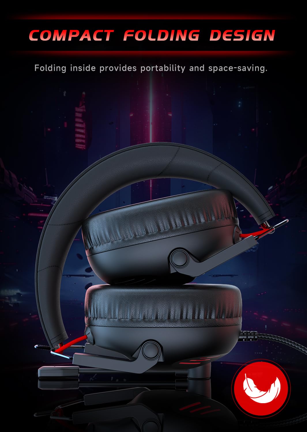 KAPEYDESI CM7007 Gaming Headset for Xbox Series X|S, Xbox, PS5, PS4, PC, Switch, Gaming Headphones with Noise Canceling Microphone, Folding Design, 50MM Dynamic Drivers, 3.5MM Audio Jack, Black Red