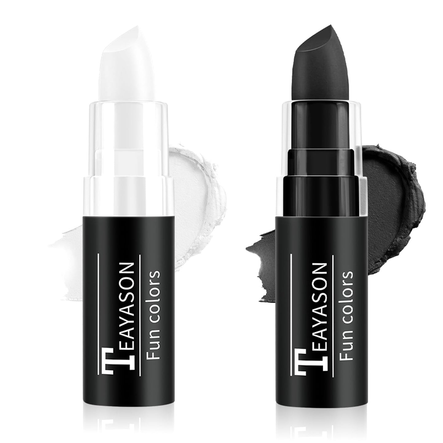 FIVEFULU Black and White Face Paint Halloween Makeup Kit, Matte Lipstick Set Eye Black Stick, Body Paint Face White Foundation Makeup for Halloween Zombie Clown Vampire Skeleton Skull Joker