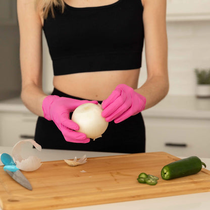 FRAMAR Pink Gloves Disposable Latex Free – Pink Nitrile Gloves Medium, Latex Free Glove Medium, Guantes De Nitrilo, For Hair Dye, Salon, Cleaning, Tattoo, Food Prep, Powder Free – 100 Pack