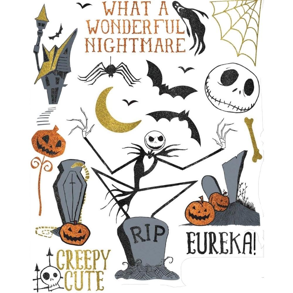 Disney Tim Burton's Nightmare Before Christmas Glitter Window Decoration - 17"x12" (1 Count) - Made of Vinyl with Glitter, Perfect Halloween Decor